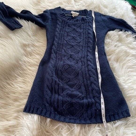 Pink rose navy blue chunky cable knit ribbed knitted crew neck Tunic sweater S - Picture 13 of 17